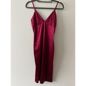 Satinesque Wine Red Cocktail Dress